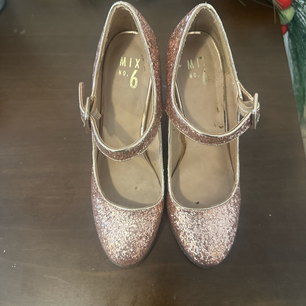 Mix No. 6 Glitter Mary Jane Heels - Pink